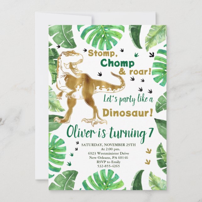 Födelsedagsinbjudan, T-Rex-födelsedag Inbjudningar (Framsida)