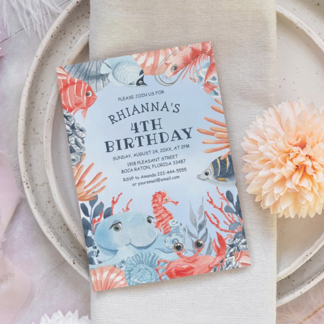 Födelsedagsinbjudan till barn under havet inbjudningar (Skapare uppladdad)