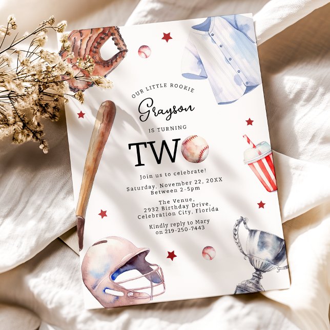 Födelsedagsinbjudan till barnens baseboll 2-årsfes inbjudningar (Skapare uppladdad)