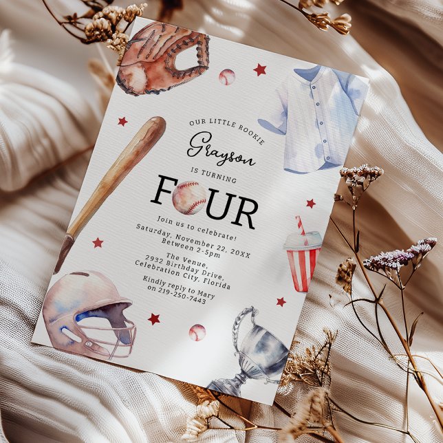Födelsedagsinbjudan till barnens baseboll 4-årsfes inbjudningar (Skapare uppladdad)