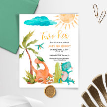 Födelsedagsinbjudan till Budget Dinosaur Two Rex