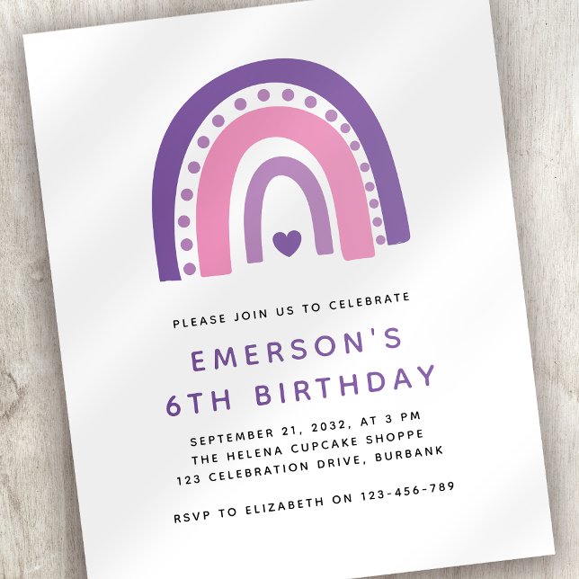 Födelsedagsinbjudan till budgetregnbågskidens fest (Skapare uppladdad)