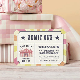 Födelsedagsinbjudan till cirkus med vintagebiljett inbjudningar