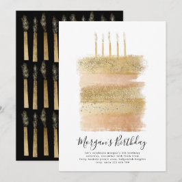 Födelsedagsinbjudan till flickor, 5-årsdag Guld Inbjudningar