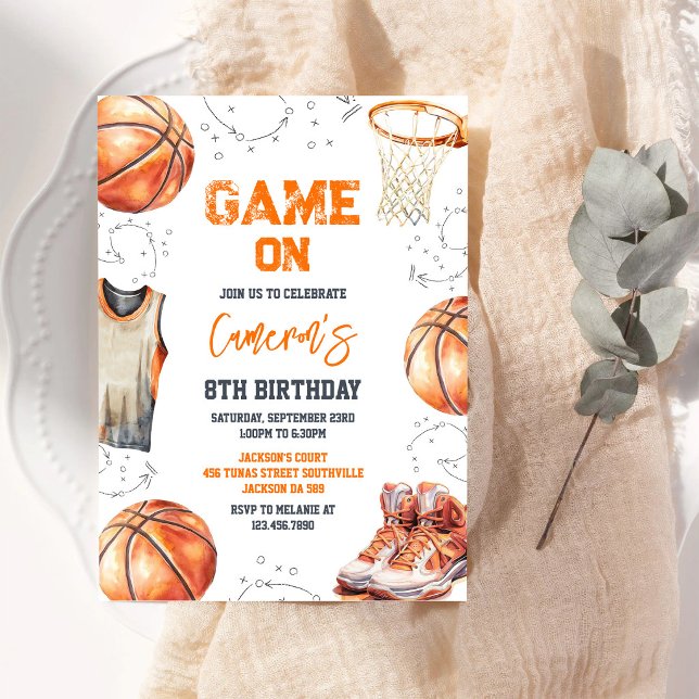 Födelsedagsinbjudan till Game On Basketboll Sport Inbjudningar (Skapare uppladdad)