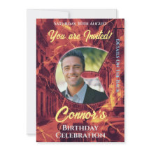 Födelsedagsinbjudan till honom med bild C-nyans