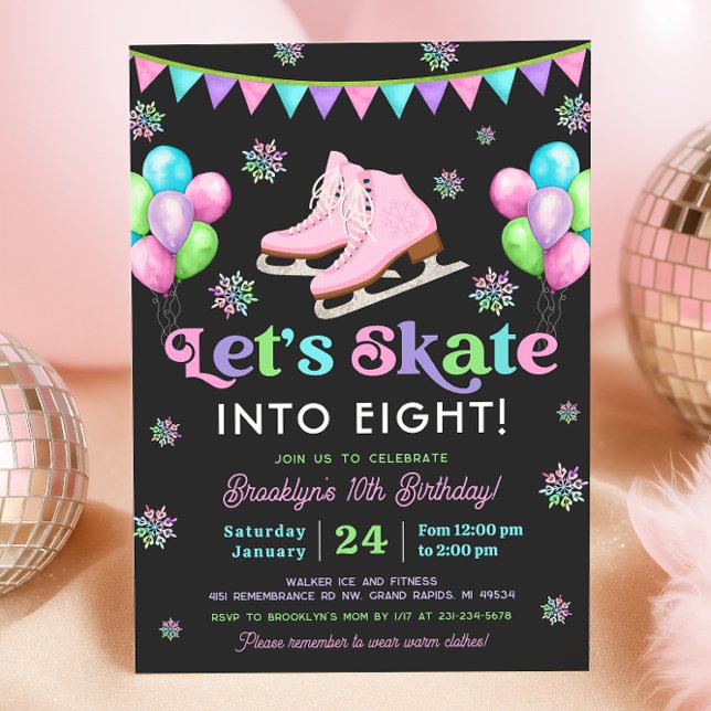 Födelsedagsinbjudan till isskridskoåkning inbjudningar (Ice Skating Birthday Invitation
)