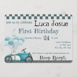 Födelsedagsinbjudan till klassisk bil, baby shower inbjudningar