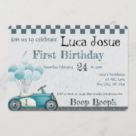 Födelsedagsinbjudan till klassisk bil, baby shower inbjudningar