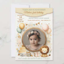 Födelsedagsinbjudan till lejona unge Ram för foto