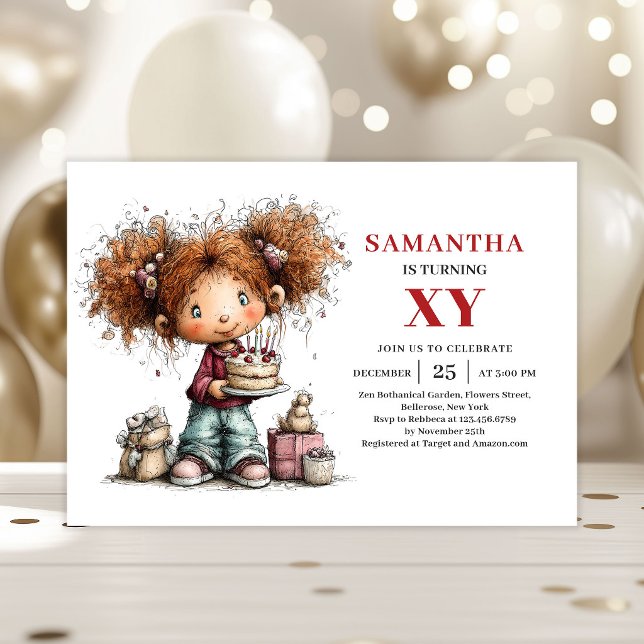 Födelsedagsinbjudan till liten flicka Sött partite Inbjudningar (Toddler Girl Birthday Invitation Cute Party Theme Ideas)