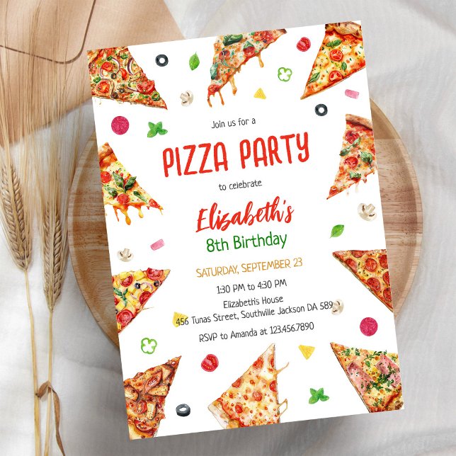Födelsedagsinbjudan till Pizzafest Inbjudningar (Skapare uppladdad)