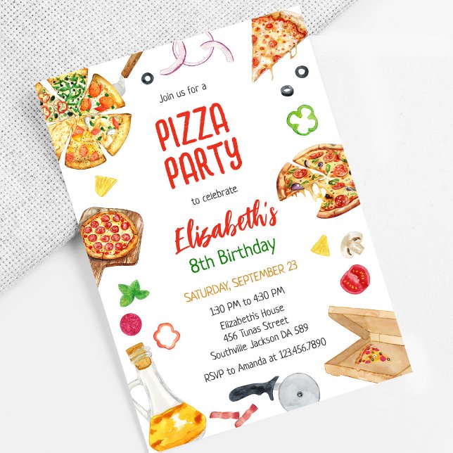 Födelsedagsinbjudan till Pizzafest Inbjudningar (Skapare uppladdad)