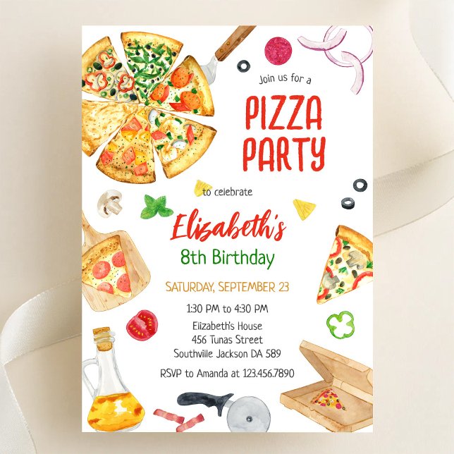 Födelsedagsinbjudan till Pizzafest Inbjudningar (Skapare uppladdad)