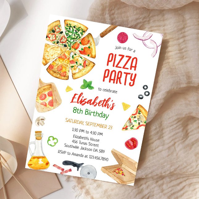 Födelsedagsinbjudan till Pizzaparty Inbjudningar (Skapare uppladdad)