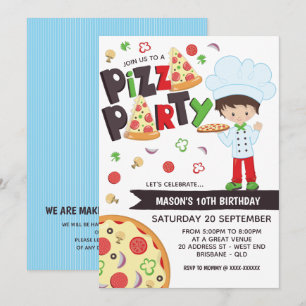 Födelsedagsinbjudan till Pojk Pizzafest Inbjudningar