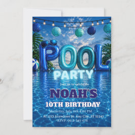 Födelsedagsinbjudan till pojkarnas poolparty inbjudningar