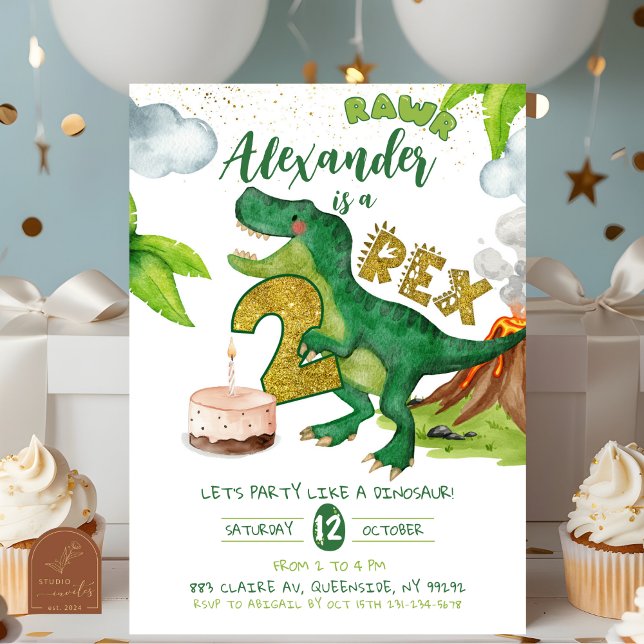 Födelsedagsinbjudan till pojke Dinosaurie 2-rex Inbjudningar (Skapare uppladdad)