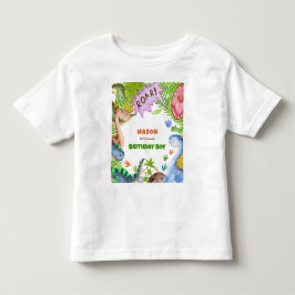 Födelsedagsinbjudan till pojke dinosaurie 4 år t shirt