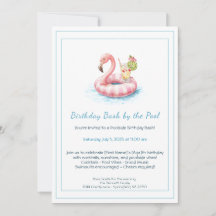 Födelsedagsinbjudan till poolparty med drinkar