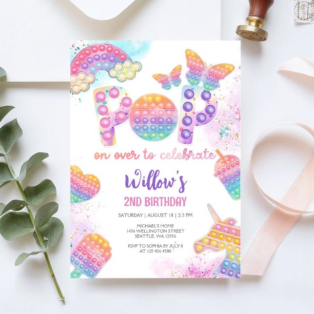 Födelsedagsinbjudan till Pop It Inbjudningar (Skapare uppladdad)