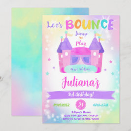Födelsedagsinbjudan till Rainbow Bounce House Inbjudningar