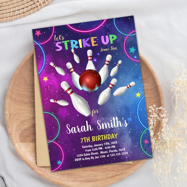Födelsedagsinbjudan till Rainbow Bowling Inbjudningar (Rainbow Bowling Birthday Invitations)