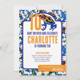 Födelsedagsinbjudan till Tropisk Giftpil Dart Grod Inbjudningar