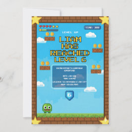 Födelsedagsinbjudan till TV-spel med Level Up-tema Inbjudningar
