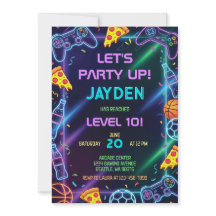 Födelsedagsinbjudan till TV-spel, Neon-spelparty