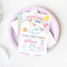 Födelsedagsinbjudan Unicorn Bassäng Party Inbjudningar