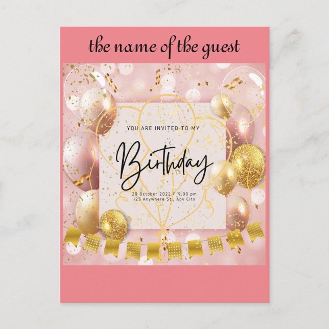 födelsedagsinbjudan vykort (Framsida)