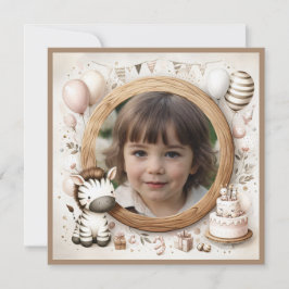 Födelsedagsinbjudan Zebra Ram till foto Inbjudningar