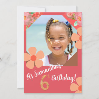 FödelsedagsinbjudanCard-Anpassade-Blommigt-Rosa Julkort