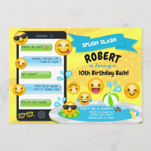 Födelsedagsinbjudningar från Emoji Bassäng Party Inbjudningar