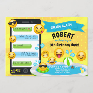 Födelsedagsinbjudningar från Emoji Bassäng Party Inbjudningar