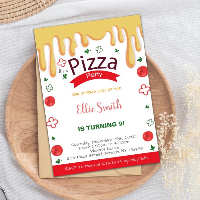Födelsedagsinbjudningar till Extra Cheese Pizza Inbjudningar (Extra Cheese Pizza Birthday Invitations)
