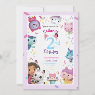Födelsedagsinbjudningar till Gabby Dollhouse