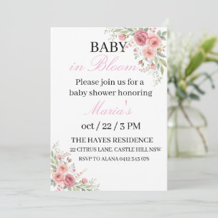 Födelsedagsinbjudningskort för Baby in Bloom Inbjudningar