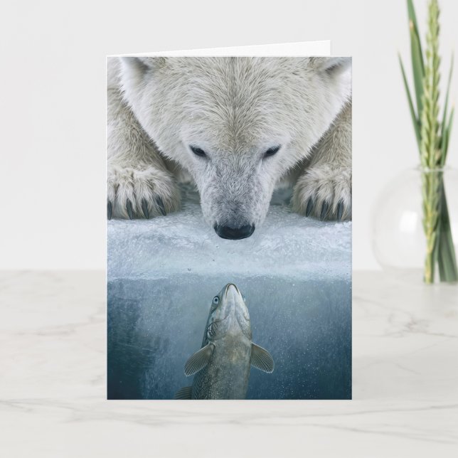 Födelsedagsisbjörn och fisk standoff  kort (Framsida)