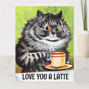 FÖDELSEDAGSKAFFE KATT KONST KÄRLEK STOR KORT KORT