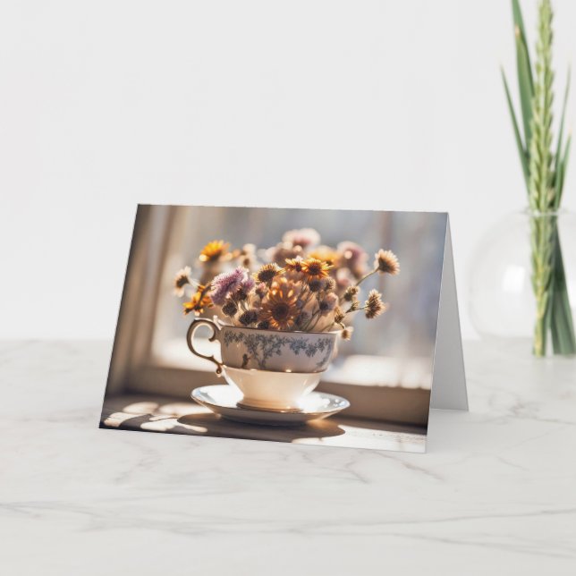 Födelsedagskaffe Kopp Bouquet Kort (Framsida)