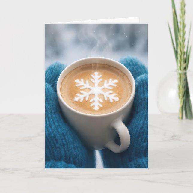 Födelsedagskaffe med handskar och snöflinga kort (Framsida)