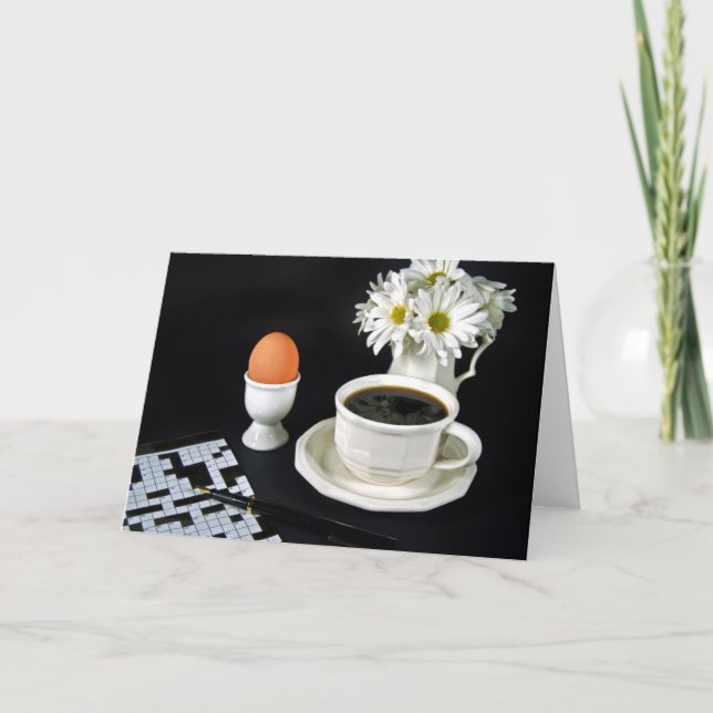 Födelsedagskaffe och Crossword Puzzle Kort (Framsida)