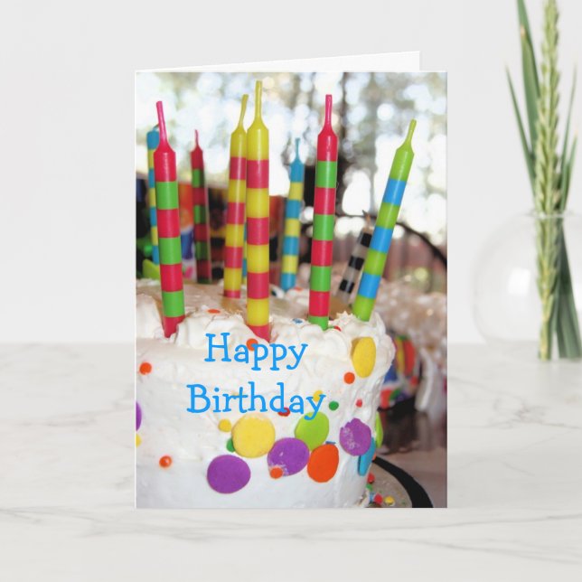 Födelsedagskaka med ljus födelsekort kort (Framsida)