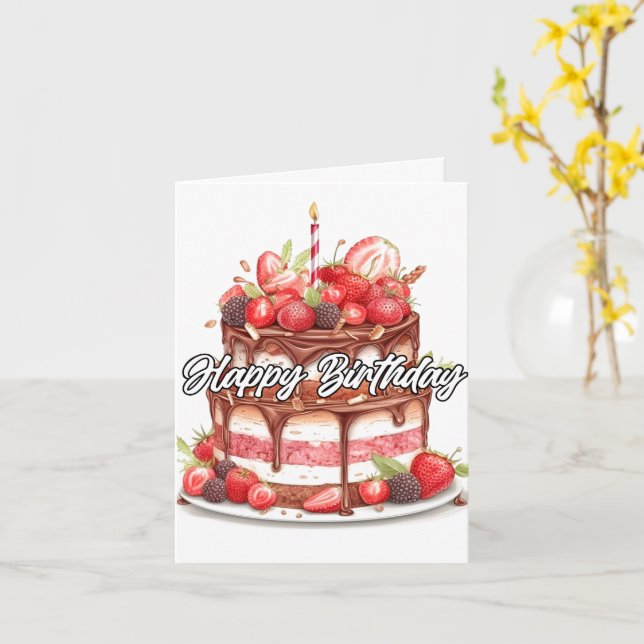 Födelsedagskakor i choklad design kort (Gul blomma)