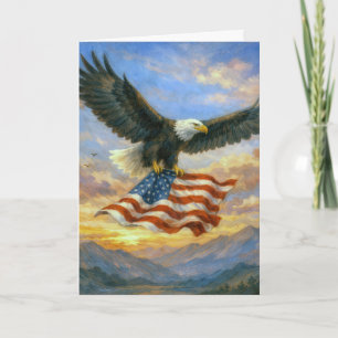 Födelsedagskal Eagle Med Amerikansk Flagga Kort