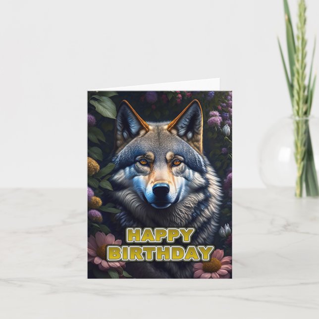 födelsedagskalas varg tack kort (Framsida)
