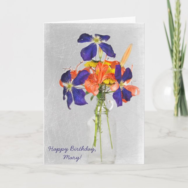födelsedagskalender i blommigt i flaska kort (Framsida)