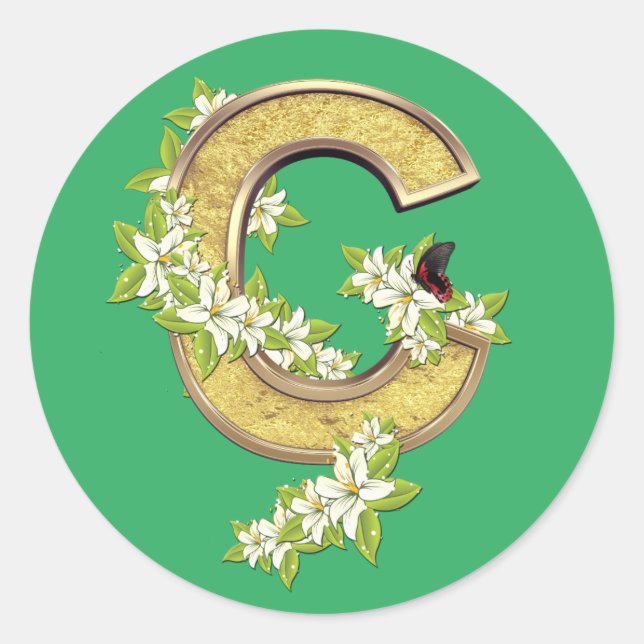 Födelsedagskapital-brev-C Runt Klistermärke (Framsida)